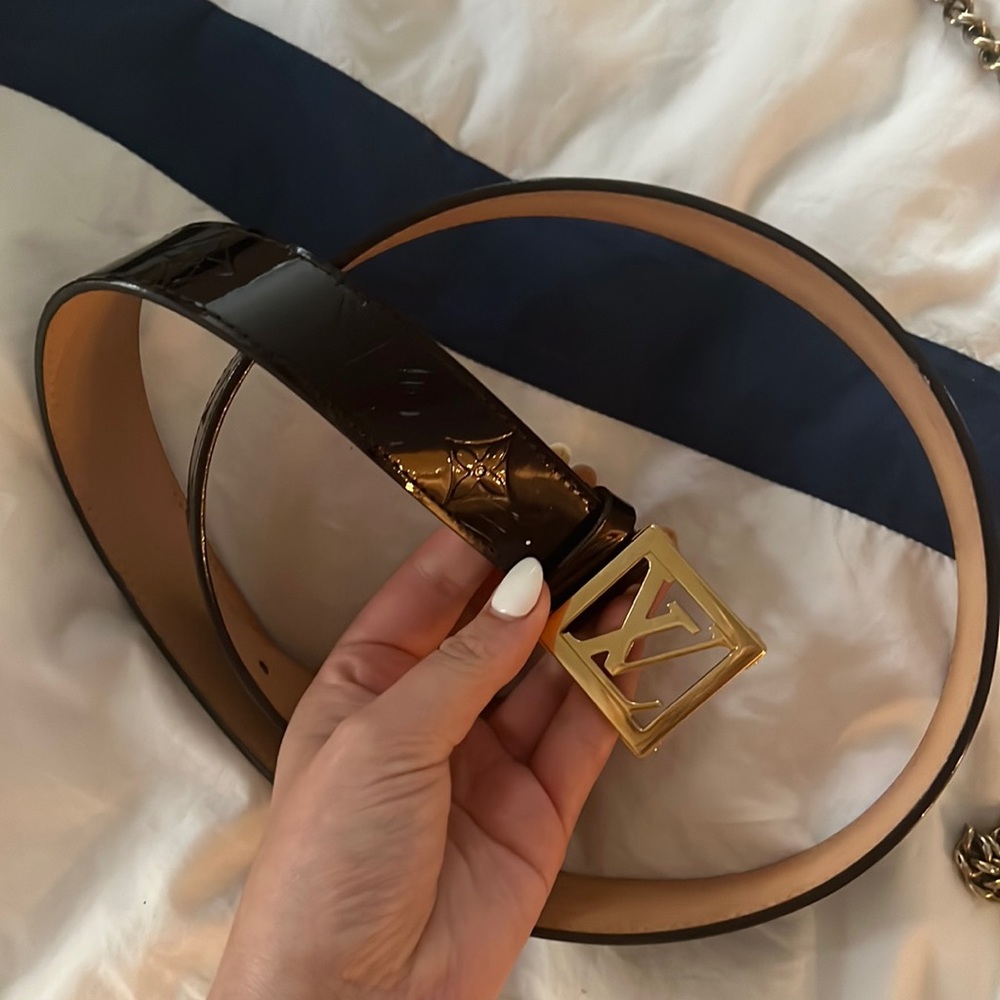 Midnight Purple Monogram LV Initials Belt